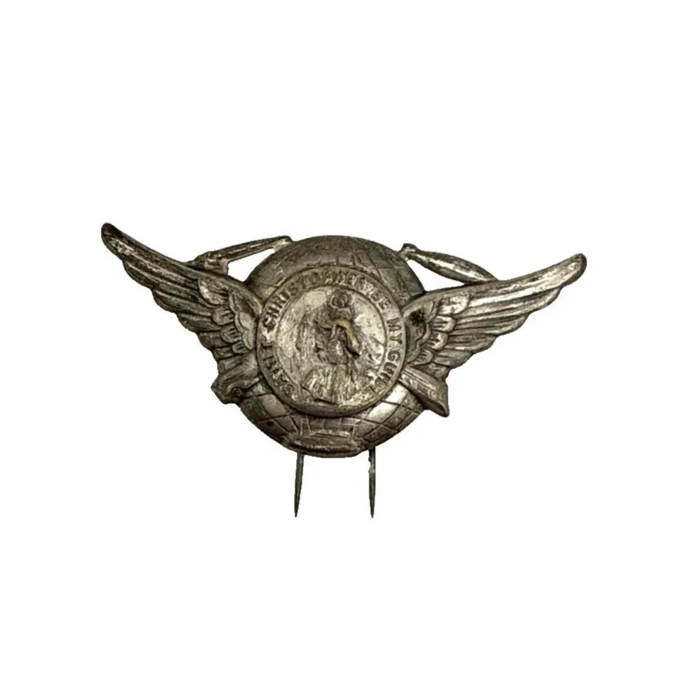 Vintage St. Christopher Medal Car Visor Clip Winged Be My Guide 3